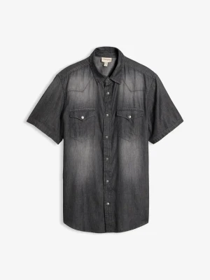 Koszula dżinsowa z czystej bawełny organicznej, krótki rękaw, slim fit BonPrix czarny