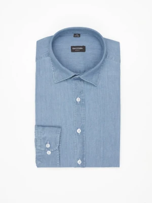 KOSZULA FORMENTO 3230 DŁUGI RĘKAW SLIM FIT BŁĘKITNA JEANSOWA Recman