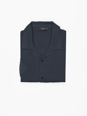 KOSZULA FORMENTO 3252 KRÓTKI RĘKAW CUSTOM FIT GRANATOWA Z WISKOZY Recman