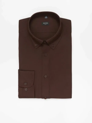 KOSZULA FORMENTO 3258D DŁUGI RĘKAW SLIM FIT BRĄZOWA 0001 Z WISKOZĄ Recman