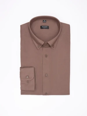 KOSZULA FORMENTO 3258D DŁUGI RĘKAW SLIM FIT BRĄZOWA Z WISKOZĄ Recman
