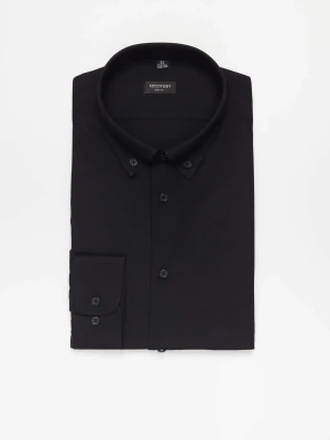 KOSZULA FORMENTO 3258D DŁUGI RĘKAW SLIM FIT CZARNA Z WISKOZĄ Recman