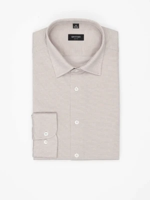 KOSZULA FORMENTO 3277 DŁUGI RĘKAW SLIM FIT BEŻOWA Z BAWEŁNY Recman