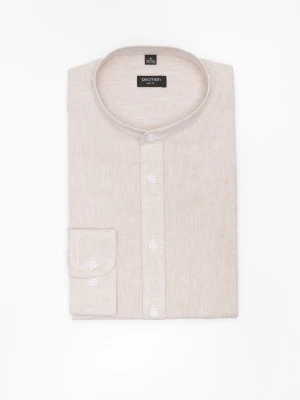 KOSZULA FORMENTO 3289D DŁUGI RĘKAW SLIM FIT BEŻOWA Z LNEM Recman