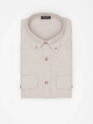 KOSZULA FORMENTO 3318C DŁUGI RĘKAW SLIM FIT BEŻOWA FLANELA Recman