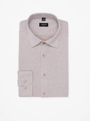 KOSZULA FORMENTO 3319 DŁUGI RĘKAW SLIM FIT BEŻOWA Z BAWEŁNĄ Recman