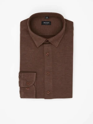 KOSZULA FORMENTO 3321C DŁUGI RĘKAW SLIM FIT BRĄZOWA Z WISKOZĄ Recman