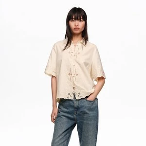 Koszula haft len bawełna beżowa BIMBA Y LOLA