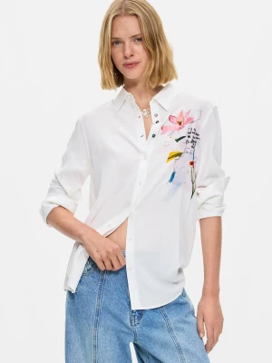 Koszula haftowana w kwiaty Desigual biały