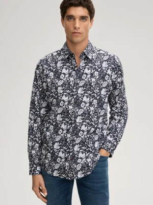 Koszula Hansen z deseniem w kolorze ciemnoniebieskim Joop