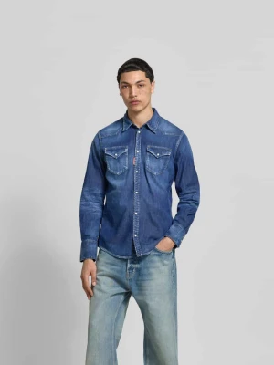 Koszula jeansowa o kroju classic fit z mieszanki bawełny Dsquared2 Granatowy