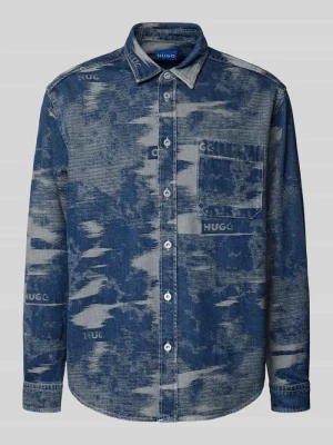 Koszula jeansowa o kroju oversized z czystej bawełny model ‘EBALTO’ Hugo Blue