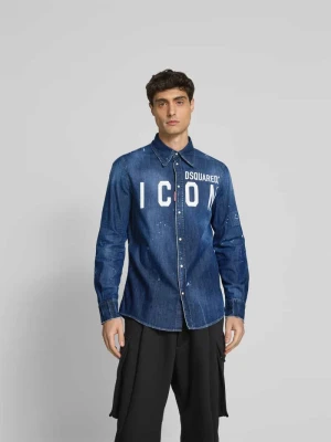 Koszula jeansowa o kroju relaxed fit z listwą guzikową Dsquared2 Ciemnoniebieski