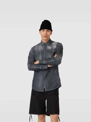 Koszula jeansowa o kroju slim fit w efekcie znoszenia Dsquared2 Czarny