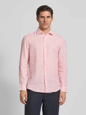 Koszula jeansowa o kroju slim fit z mieszanki lnu z kołnierzykiem typu kent seidensticker
