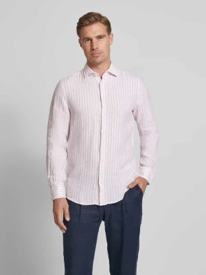 Koszula jeansowa o kroju slim fit z mieszanki lnu z kołnierzykiem typu kent seidensticker