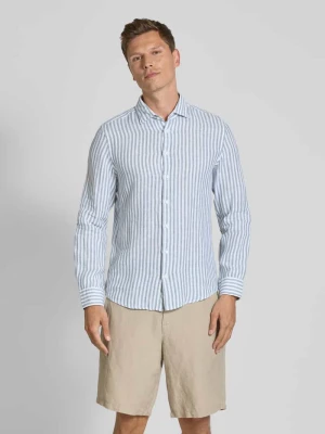 Koszula jeansowa o kroju slim fit z mieszanki lnu z kołnierzykiem typu kent seidensticker