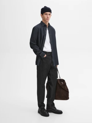Koszula Jeansowa Slim Ze 100% Bawełny - Szary - - Massimo Dutti - Mężczyzna