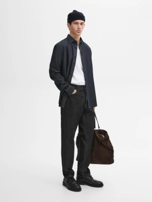 Koszula Jeansowa Slim Ze 100% Bawełny - Szary - - Massimo Dutti - Mężczyzna