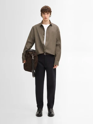 Koszula Jeansowa Slim Ze 100% Bawełny - Zielony - - Massimo Dutti - Mężczyzna