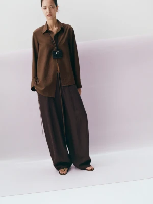 Koszula kopertowa z wiązaniem brązowy - Kobieta - - MANGO