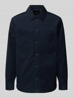 Koszula-kurtka o kroju regular fit z mieszanka bawełny model 'Locky_2_M' Boss Granatowy