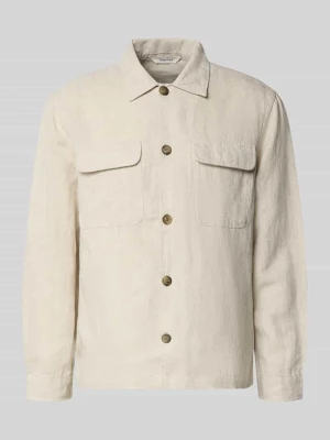 Koszula-kurtka o kroju relaxed fit z mieszanki lnu i bawełny model 'LEROY' Selected Homme