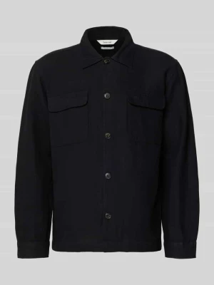 Koszula-kurtka o kroju relaxed fit z mieszanki lnu i bawełny model 'LEROY' Selected Homme