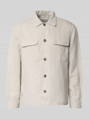 Koszula-kurtka o kroju relaxed fit z mieszanki lnu i bawełny model 'LEROY' Selected Homme