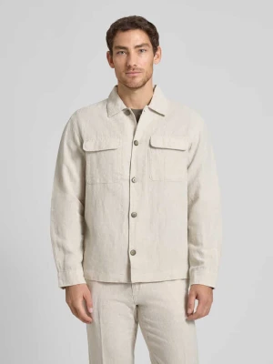 Koszula-kurtka o kroju relaxed fit z mieszanki lnu i bawełny model 'LEROY' Selected Homme
