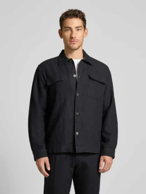 Koszula-kurtka o kroju relaxed fit z mieszanki lnu i bawełny model 'LEROY' Selected Homme