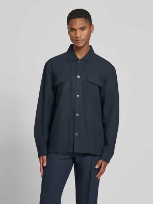 Koszula-kurtka o kroju relaxed fit z mieszanki lnu i bawełny model 'LEROY' Selected Homme