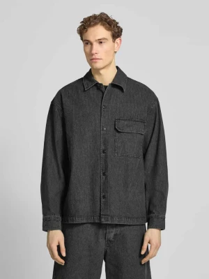 Koszula-kurtka w kroju relaxed fit z kieszenią na piersi model 'David' Wood Wood