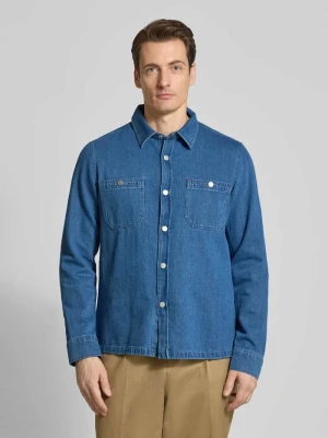 Koszula-kurtka z mieszanki bawełny i lnu z tkaniny stylizowanej na denim maerz muenchen
