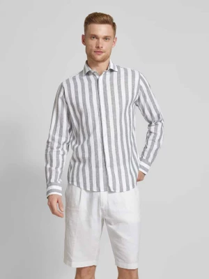Koszula lniana o kroju casual modern fit ze wzorem w paski model ‘MUNOZ’ Bruun & Stengade