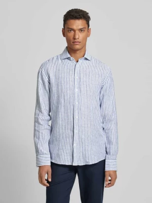 Koszula lniana o kroju casual slim fit ze wzorem w paski model ‘SYDNEY’ Bruun & Stengade