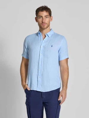 Koszula lniana o kroju custom fit z kołnierzykiem typu button down Polo Ralph Lauren