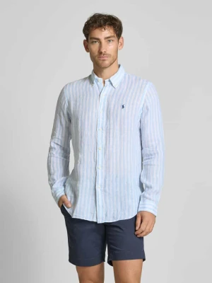 Koszula lniana o kroju custom fit z kołnierzykiem typu button down Polo Ralph Lauren