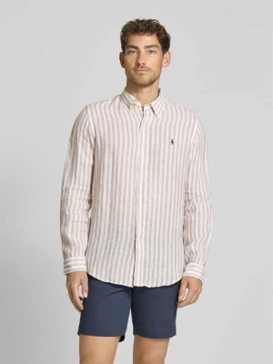 Koszula lniana o kroju custom fit z kołnierzykiem typu button down Polo Ralph Lauren