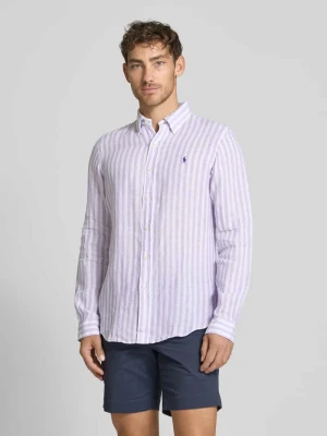 Koszula lniana o kroju custom fit z kołnierzykiem typu button down Polo Ralph Lauren