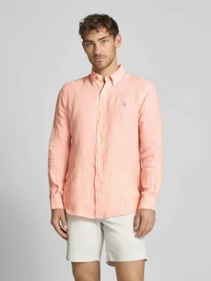 Koszula lniana o kroju custom fit z kołnierzykiem typu button down Polo Ralph Lauren