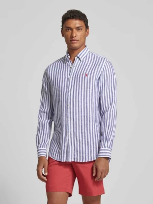 Koszula lniana o kroju custom fit ze wzorem w paski Polo Ralph Lauren