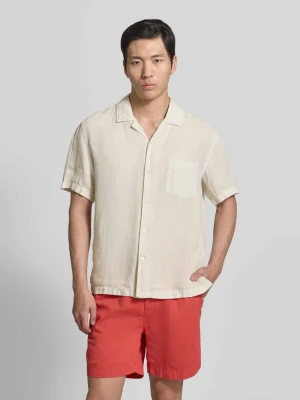 Koszula lniana o kroju regular fit z brustaszą i wyhaftowanym logo Gant