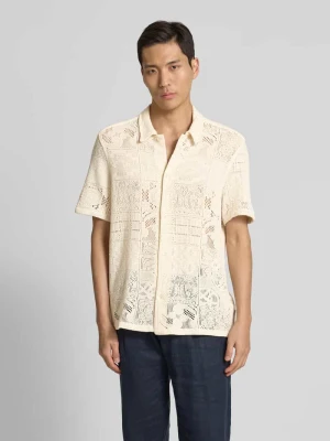 Koszula lniana o kroju regular fit z haftem angielskim model ‘Hector’ Les Deux