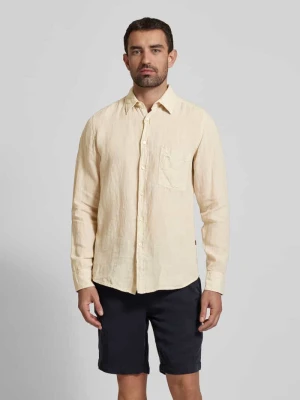 Koszula lniana o kroju regular fit z kieszenią na piersi model ‘Relegant’ Boss Orange
