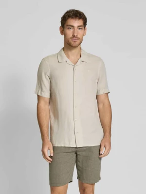 Koszula lniana o kroju regular fit z kołnierzem z połami CK Calvin Klein