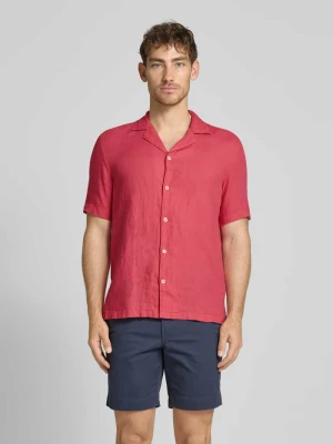 Koszula lniana o kroju regular fit z kołnierzem z połami Marc O'Polo