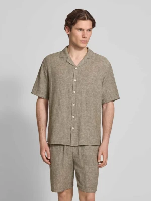 Koszula lniana o kroju regular fit z kołnierzem z połami model 'DYLAN' Redefined Rebel