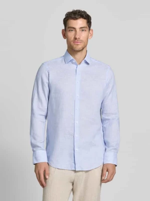 Koszula lniana o kroju regular fit z kołnierzykiem kent Christian Berg Men