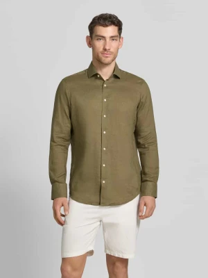 Koszula lniana o kroju regular fit z kołnierzykiem kent Christian Berg Men